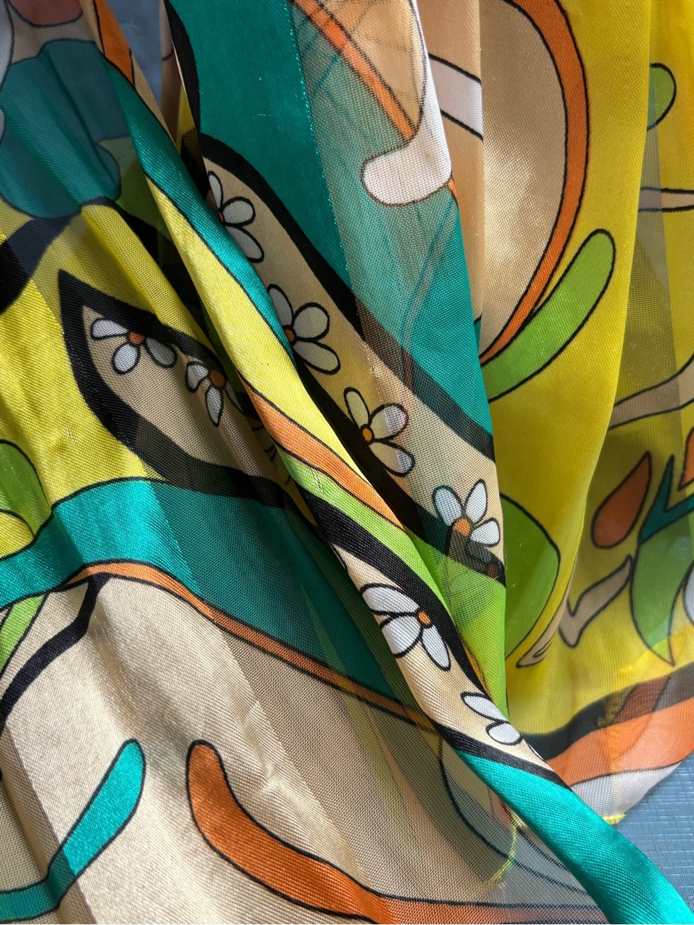 Vintage Psychedelic Scarf, Long Polyester retro - Picture 5 of 16